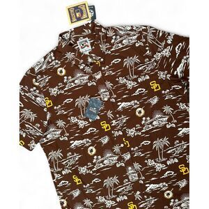 NWT San Diego SD Padres Reyn Spooner Kekai Button Down Shirt Brown‎ Size XL